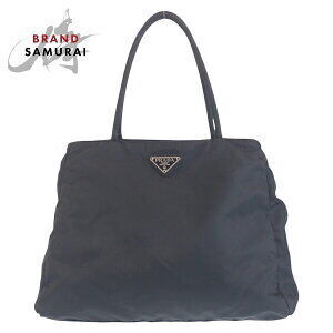 Prada Tessuto triangular logo plate black Nylon tote bag shoulder handbag